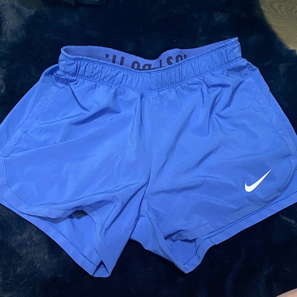 Nike Women's Royal Blue Athletic Shorts with White Swoosh